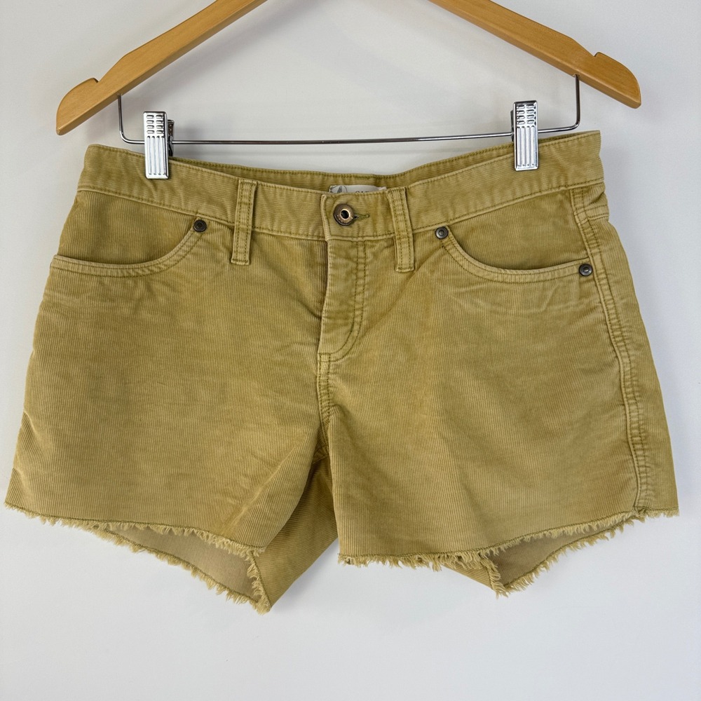 Carve Designs Dogtown Oahu Shorts Women 0 Yellow Corduroy 4" Frayed Hem Mid Rise